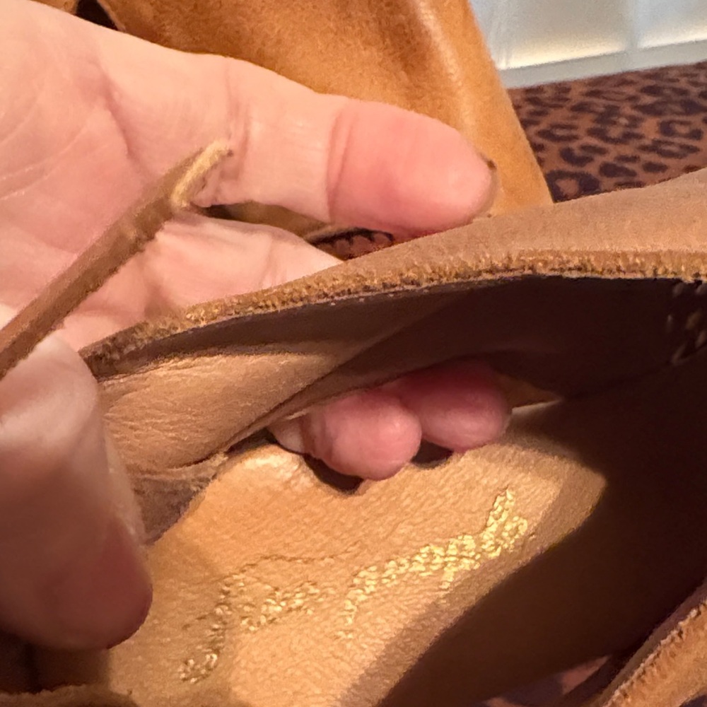 Free People Luggage Tan Leather w/Wood Platform Sandals - Picture 6 of 8